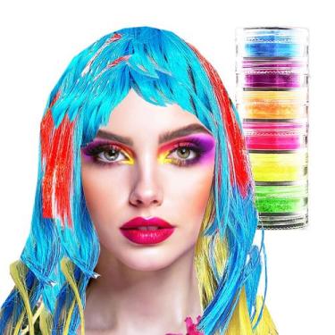 Imagem de Peruca Cosplay Multicolorida Repicada com Franja + Torre 6 Cores Sombr