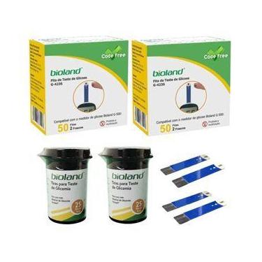 Imagem de 100 fitas para medir glicose Bioland Para medidor G500 / G425S