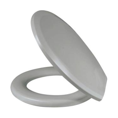 Imagem de Assento Sanitário Almofadado Convencional Oval Cinza Tampa para Vaso T