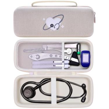 Imagem de XANAD Estojo Para Estetoscópio 3M Littmann Cardiology Iii,Ii,Iv,3M Littmann Master Cardiology/Mdf Mdone Estetoscópio De Aço Inoxidável, Bolso Extra Para Acessórios De Médicos E Enfermeiros - Creme