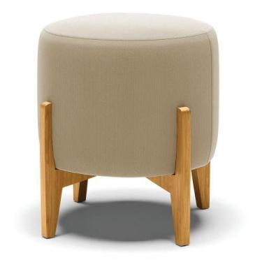 Imagem de Puff Base Madeira Castanho Cor Marrom Rato - DROSSI