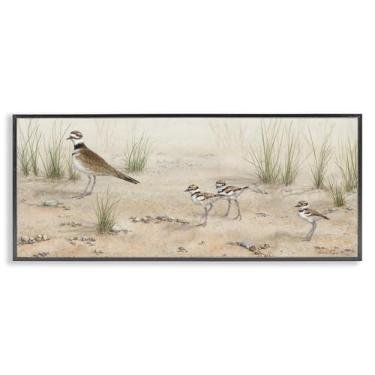 Imagem de Stupell Industries Kildeer Birds Stepping Black Framed Giclee Wall Art Design por Valerie Rogers, 24 x 10