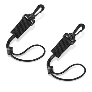 Imagem de OVOVFANY Pacote com 2 clipes de cordão de mergulho com correia de nylon ajustável e trava deslizante serve para suporte de mergulho Octo, câmera segura e acessório de engrenagem (preto)