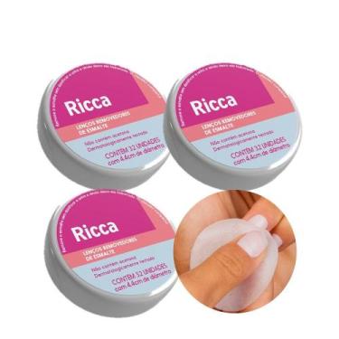 Imagem de Removedor de Esmalte Lenço Umedecidos Ricca 3 Caixas com 32un 4,4cm
