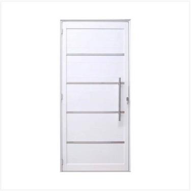 Imagem de Porta Lambril c/friso 2,10x80 lado DIREITO L-25 no alumínio branco c/puxador redondo