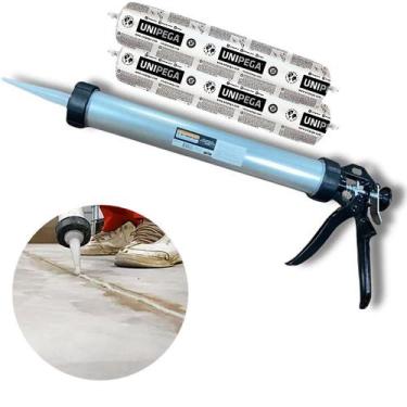 Imagem de Kit Aplicador de Silicone 15" Profissional + 2 Selante PU40 Cinza Unip