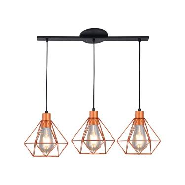 Imagem de Lustre Pendente Trilho Diamante Peq 3 Lamp E27 Cobre