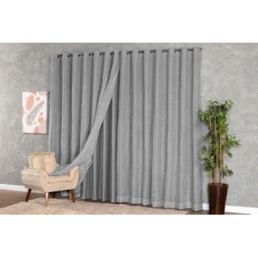 Imagem de Cortina Voil Gaze De Linho Com Forro Blackout 6,00x2,80 Luxo - kaluros
