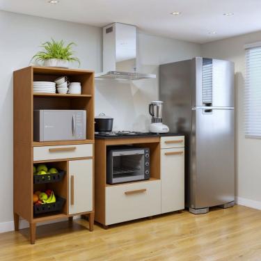 Imagem de Conjunto 2 Peças Fruteira com Nicho e Balcão 4 Bocas Contagem Marrom/Off White