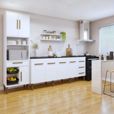 Imagem de Conjunto 2 Peças Paneleiro com Fruteira e Balcão 4 Portas Campo Grande Branco