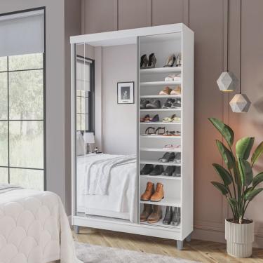 Imagem de Sapateira 2 Portas de Correr com Espelho e 20 Prateleiras Ajustáveis Diamante Yescasa