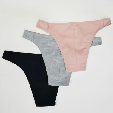 Imagem de Kit com 3 calcinhas tanga cotton delcotton 52343 preto/mescla/sofia