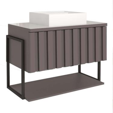 Imagem de Gabinete de Banheiro com Lavatorio 1 Porta Basculante 60 cm Havai Titanio - mgm