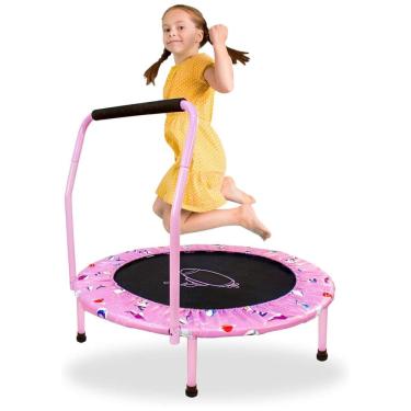 Imagem de Cama Elástica Infantil com Alça e Capa Protetora para Crianças de 3 a 10 Anos, Jomifin, Rosa