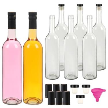 Imagem de TOEKSIX Pacote com 8 garrafas de vidro transparente de 740 ml com tampas de cortiça e cápsulas de PVC retrátil, garrafas de vinho vazias de 750 ml para vinho espumante, suco, kefir, kombucha, bebidas