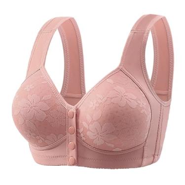 Imagem de Dotmalls Bras for Older Women, Lightweight, Breathable and Gathered Front Closed Push-Ups for Women, Wireless Comfortable Sleep Bra for Elderly Women(Pink,5X-L)