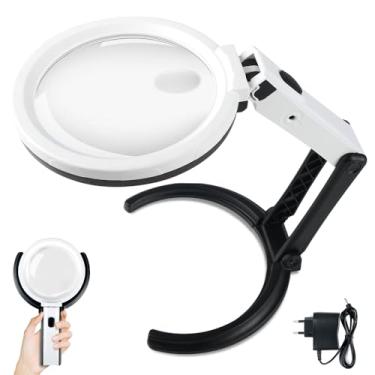 Imagem de Lupa, Lupa Mãos Livres 5X com 10 Leds, Lupa de Aumento para Leitura, Lupa de Aumento Profissional, Luminaria Led Ring Light de Mesa Articulavel Abajur C/Garra Controle Intensidade Lupa Aumento