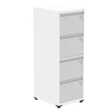 Imagem de Armário de Arquivo Oficio 4 Gavetas Pandin 47 cm (Larg) Aço Branco c/ Frente Gaveta Cinza c/ Chave