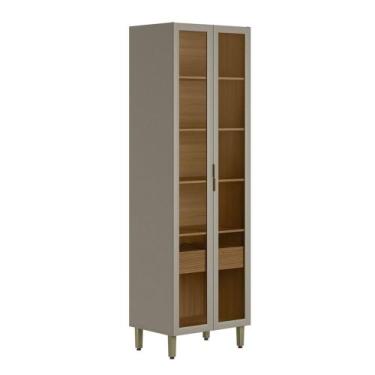 Imagem de Cristaleira 2 Portas de Vidro e LED em MDF Allure Linea Brasil, Jequit