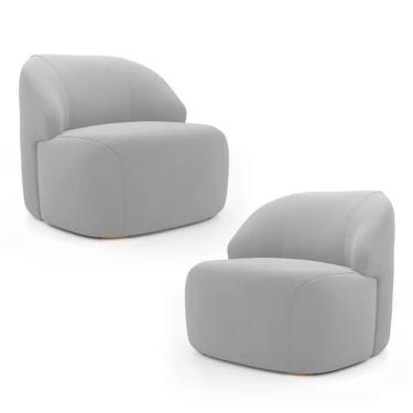 Imagem de Kit 2 Poltronas Organica Decorativa Eloa Veludo Prata - Londrilar