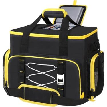 Imagem de Bolsa Térmica Grande Com Abertura Superio - 60 Latas45L isolada, à prova de vazamentos(Amarelo e Preto)