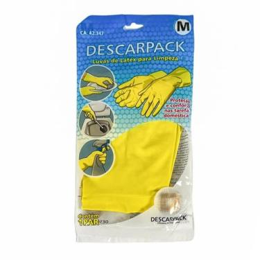 Imagem de Kit luva látex para limpeza amarela descarpack 2 pares tam:m, M