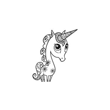 Imagem de Tatuagens Legais, Unicórnio HC-BB-603, Tatuagens de Unicórnio, Resistente à Água, Resistente, Aparência de Tatuagem Real, Dura de 1 a 2 Semanas,18 x 11 cm