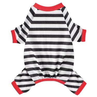 Imagem de Pijama de cachorro com tira elástica para cães com 4 pernas para roupas de verão para cachorro, macacão de cachorro, preto, M