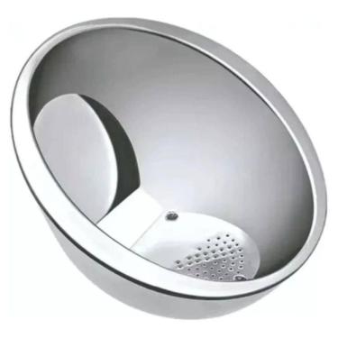 Imagem de Escorredor Lavador Arroz Macarrão Salada Frutas Legumes Redondo Aço Inox 26cm