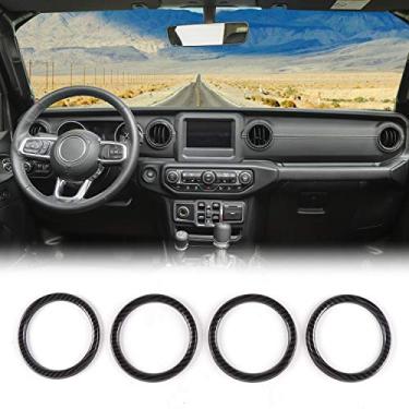 Imagem de JeCar Kit de acabamento interno para painel de ar condicionado ventilação anel interior acessórios para 2018 2019 2020 Jeep Wrangler JLJeCar preto JC0770