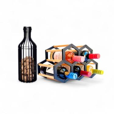 Imagem de Kit Com Porta Rolas e Adega De Mesa Para Garrafas De Vinho De 750ml