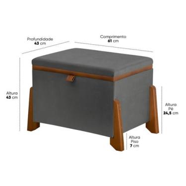 Imagem de Puff Design Luxo Com Estofado Banco Conforto Organizador Premium Pés D