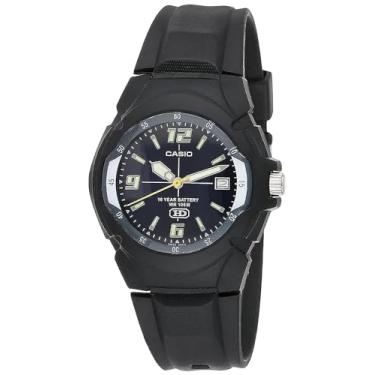Imagem de Casio Relógio esportivo masculino MW600F-2AV com pulseira de resina preta, Preto/azul, MW-600F-2AV