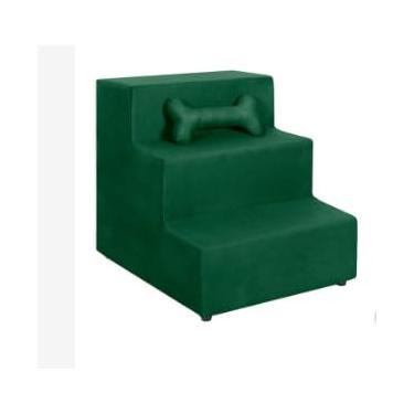 Imagem de Hierarquia Pet 3 Degraus Rampa Almofadada Suede Cinza Cinza (grátis Almofada Pet Osso)(VERDE)