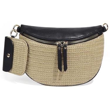 Imagem de Bolsas quadriculadas femininas de couro PU bolsa de ombro tamanho médio bolsa transversal xadrez 2025, Palha preta