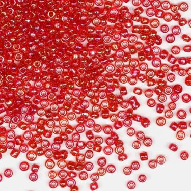 Imagem de Contas de semente vermelha de 4 mm para fabricação de joias 200 gramas Cerca de 3380 peças, 6/0 contas de artesanato de vidro para fazer brincos, pulseiras, pingentes, joias de cintura, contas de