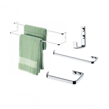 Imagem de Kit Future Cromado Porta Toalha toalheiro papeleira Cabide