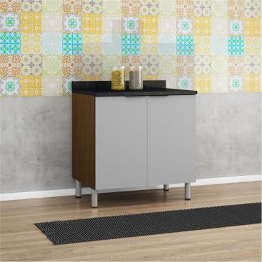 Imagem de Balcão Duplo Rubi Com 2 Portas E 1 Prateleira Bartira Grapia Platinum