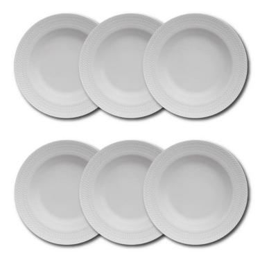 Imagem de Conjunto De Pratos Fundos Germer Chevron Em Porcelana 6 Peças Branco