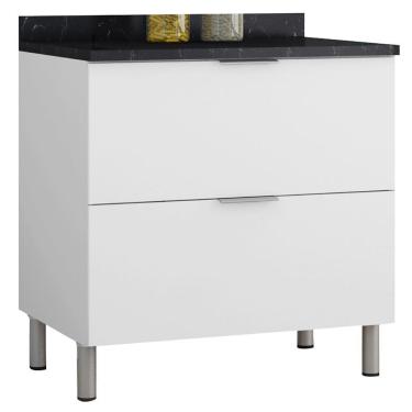 Imagem de Balcão Duplo Rubi Com 2 Gavetões Bartira Branco