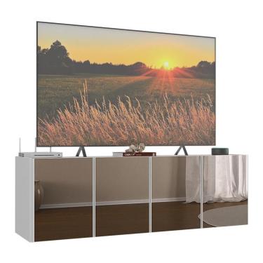 Imagem de Rack Tv Até 50 Polegadas Suspenso Com Espelhos Mp1081 Branco Branco