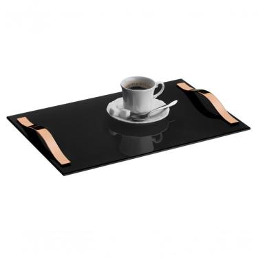 Imagem de Bandeja Organizadora Vidro Aparador Decorativa 30x25 Preto