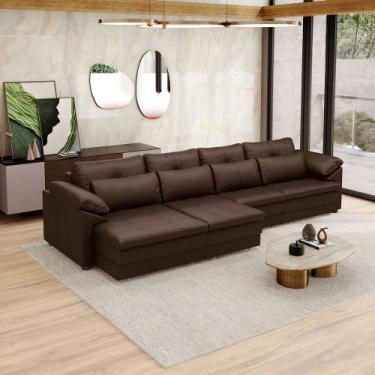 Imagem de Sofá Retrátil Manual Sala de Estar Nolan Bipartido 339cm Conforto Prem