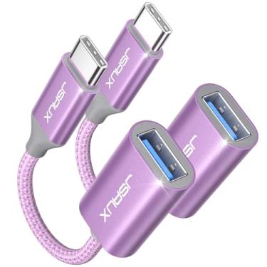 Imagem de JSAUX Adaptador Usb C Para 3.0 [Pacote Com 2], Cabo Otg Macho Fêmea Compatível com Macbook Pro/Air, Iphone 16 Pro Max/16 Plus/16E/15, Samsung Galaxy S25/S24/S23 - Roxo