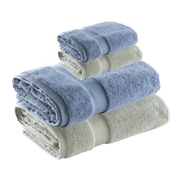 Imagem de Jogo de Toalha de Banho e Rosto Super Soft Zero Twist, 4 pe�as, Algod�o, Toque Macio, 500g/m�, Altihaus, Alta Absor��o, Durabilidade (Verde/Azul)