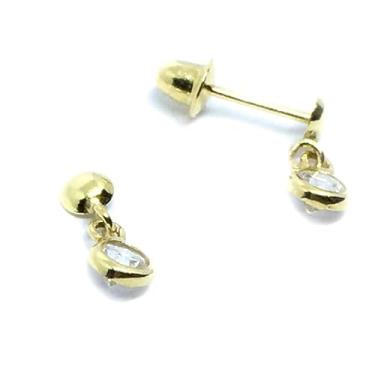 Imagem de Brinco infantil pingente feminino com zirconia - 2BRZ0205