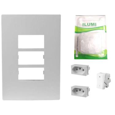 Imagem de Kit Elétrico Ilumi 2 Tomadas 10A Interruptor Protetor de Tomadas Embut