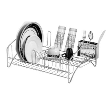 Imagem de Escorredor de Louça Cama Laminado Cromado c/ Porta Talheres Luxo