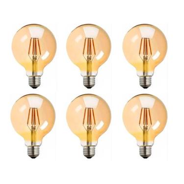 Imagem de Kit 6 Lâmpada Filamento LED Globo G80 4W AMBAR 2200K BIVOLT - Galaxy