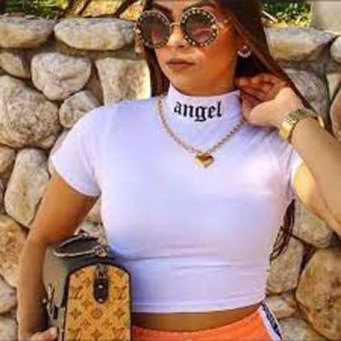 Imagem de Cropped feminino angel gola alta manga curta viscolaycra - Filó modas,